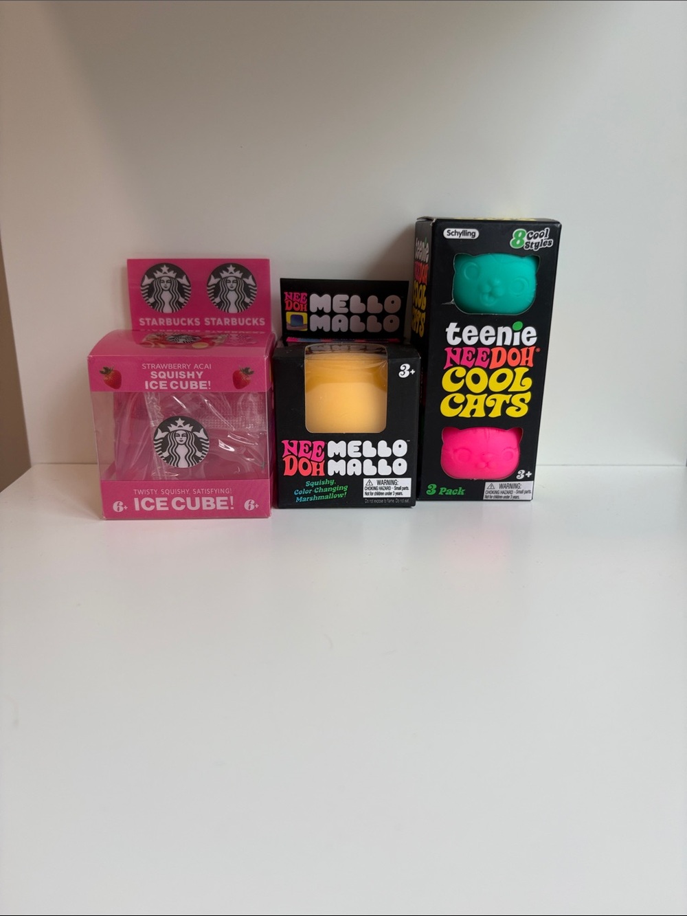 Schylling Needoh Mello Mallo, Teenie Needoh cool cats & Starbucks squish. New